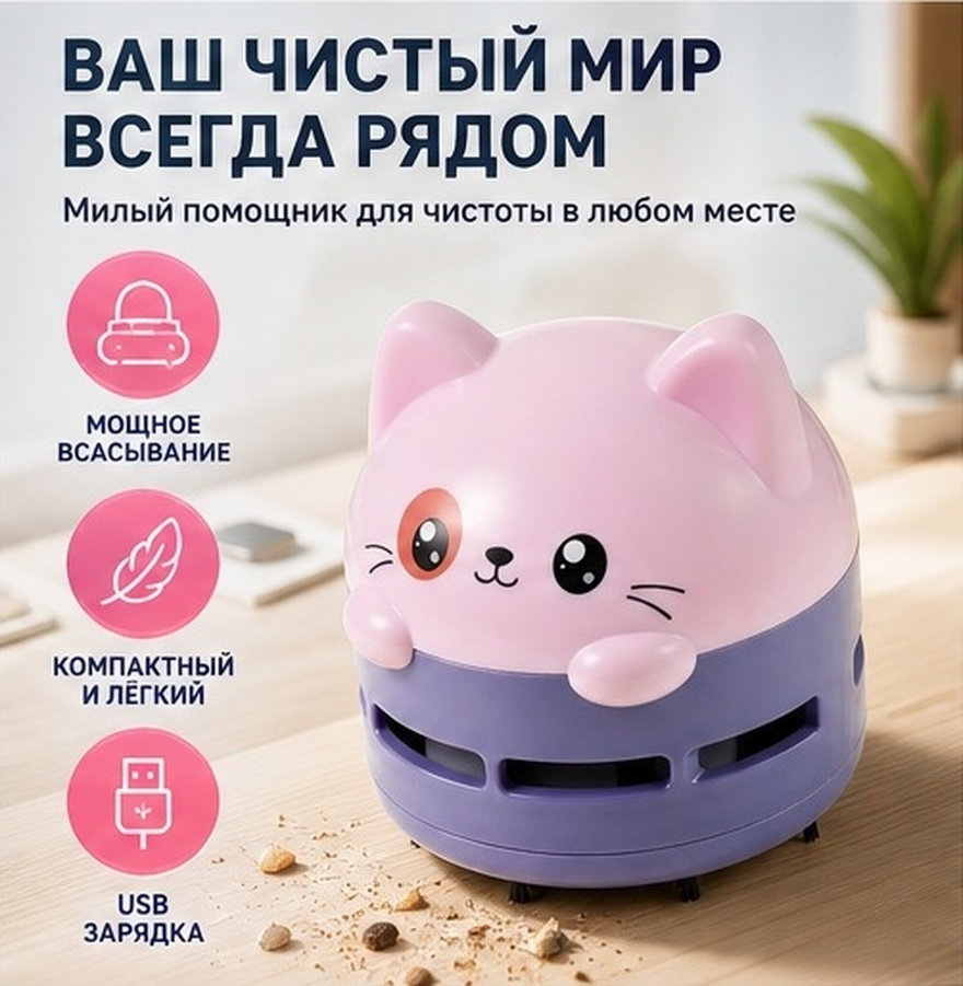 Mini Desktop Vacuum Cleaner For Eraser Dust - Mini Aspirapolvere per Scrivania, Sedile Auto,